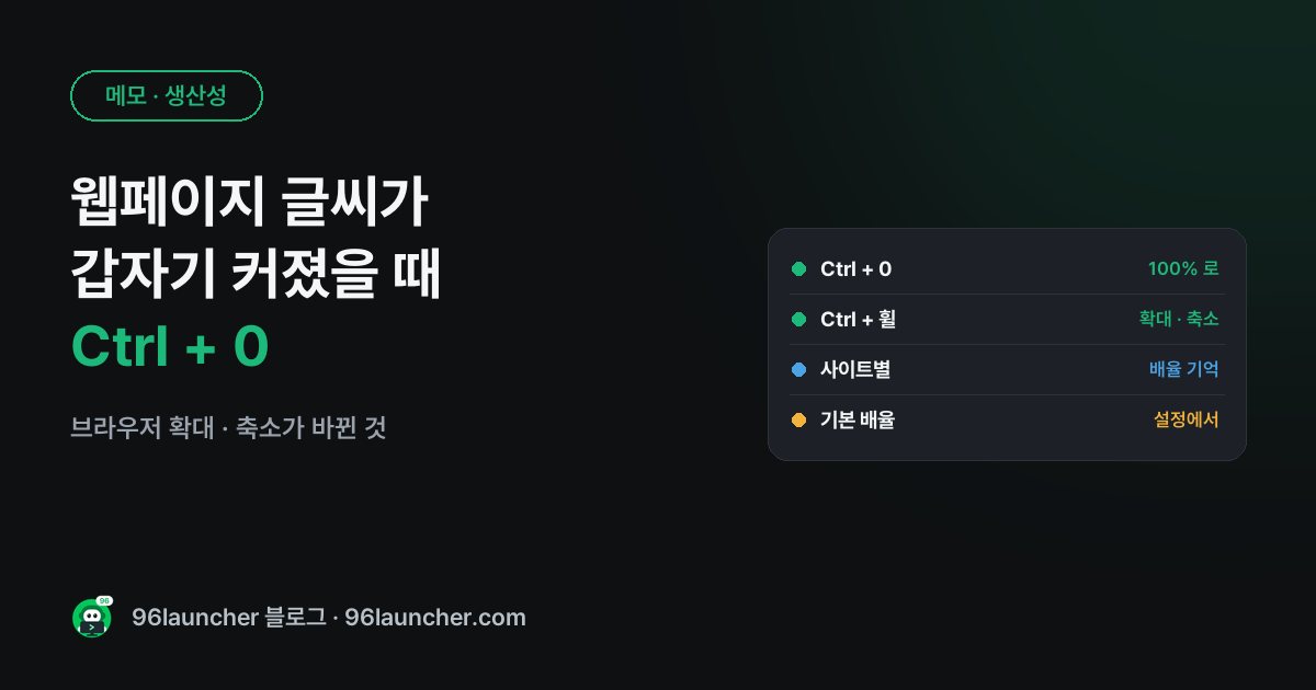 웹페이지 글씨가 갑자기 커졌을 때: Ctrl + 0 으로 원래대로