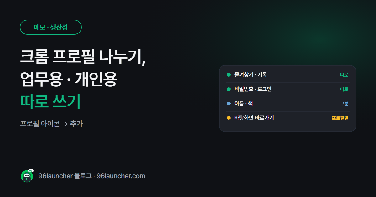 크롬 프로필 나누기: 업무용 · 개인용 브라우저 따로 쓰기