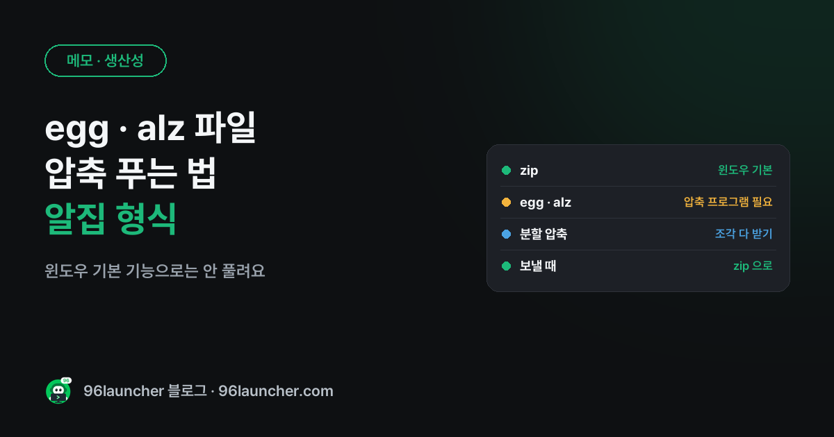 egg · alz 압축 파일 푸는 법: 윈도우 기본 기능으로 안 될 때