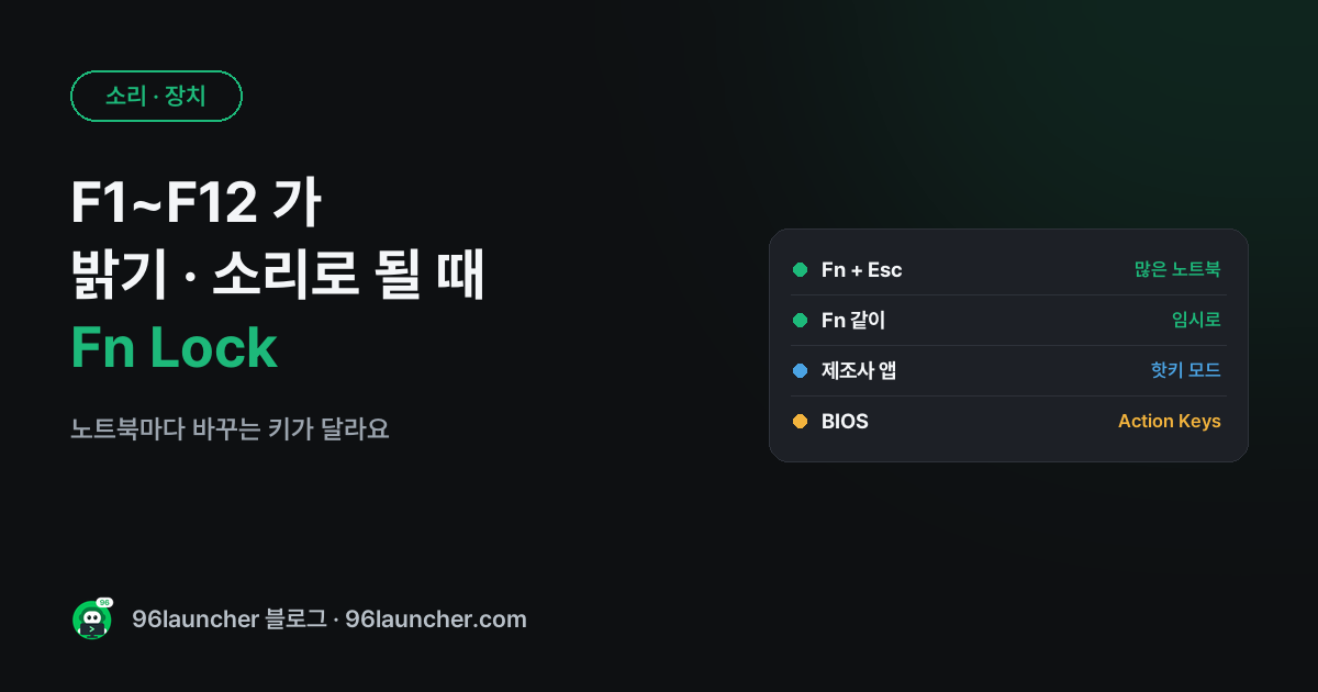 F1~F12 키가 밝기 · 소리로만 될 때: 노트북 Fn Lock 바꾸는 법
