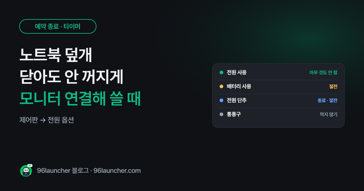 노트북 덮개 닫아도 꺼지지 않게: 모니터 연결해서 쓸 때 설정