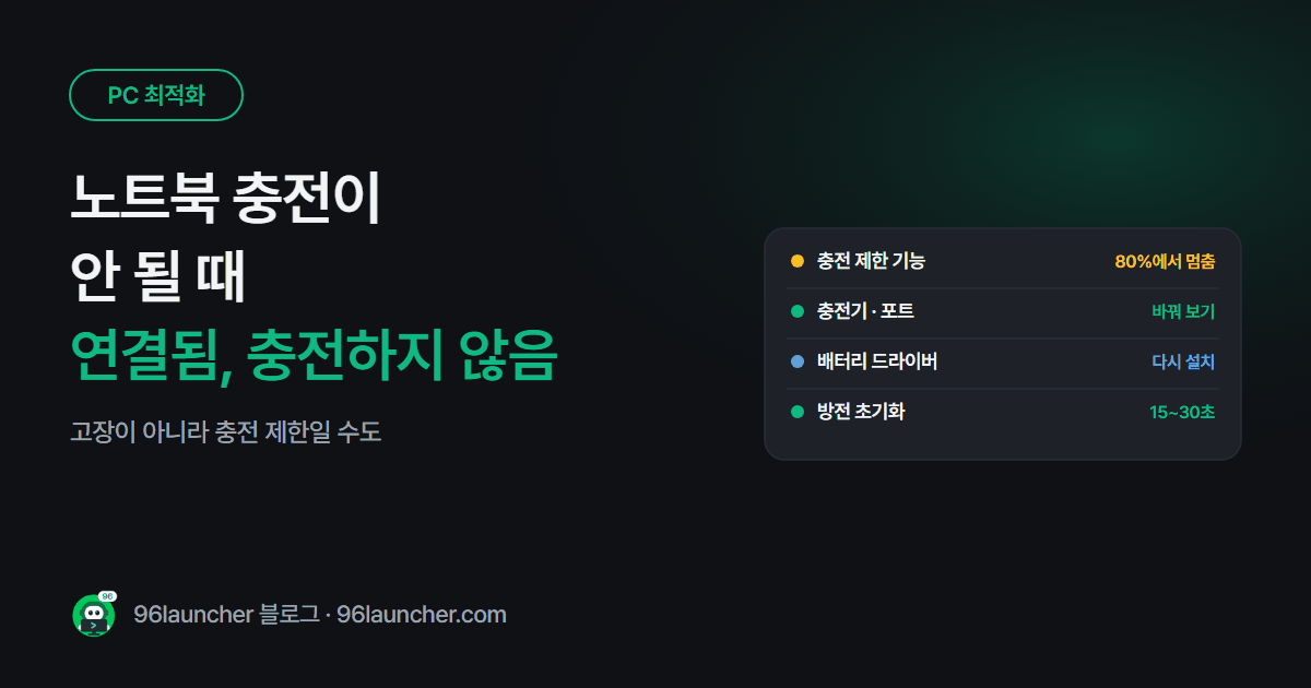 노트북 충전이 안 될 때: '연결됨, 충전하지 않음' 해결 순서