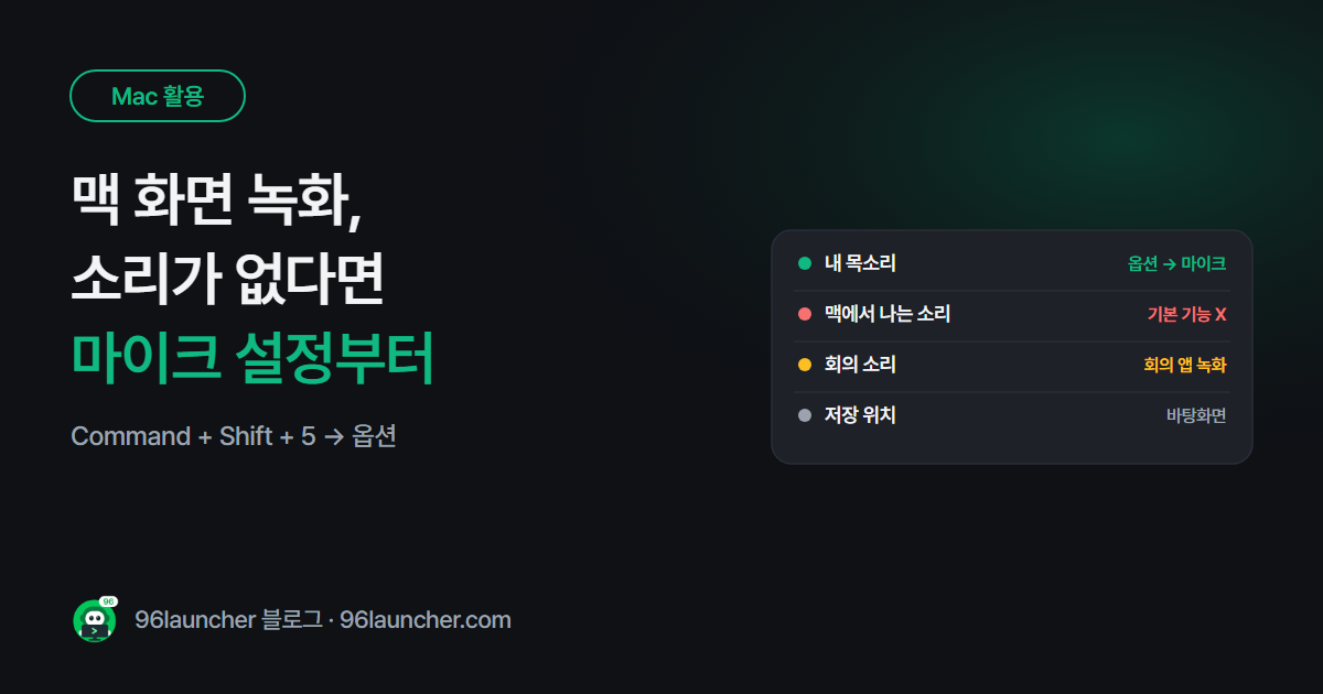 맥 화면 녹화 소리까지 녹음하는 법: 내 목소리 · 맥 소리 설정