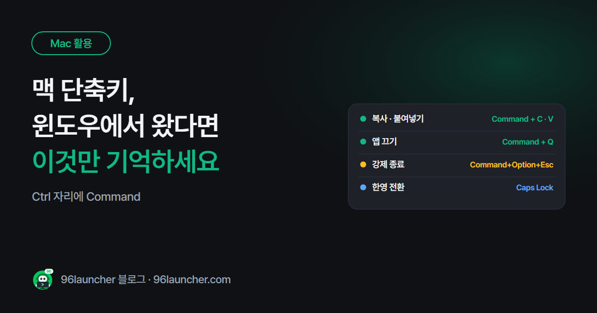 맥 단축키 모음: 윈도우에서 넘어왔다면 이것만 (대응표)