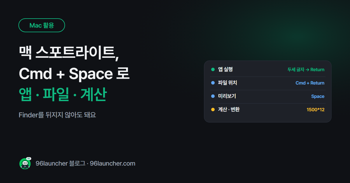 맥 스포트라이트 활용법: Cmd + Space 로 앱 · 파일 · 계산까지
