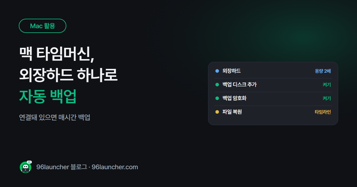 맥 타임머신 백업 설정: 외장하드 하나로 자동 백업하기