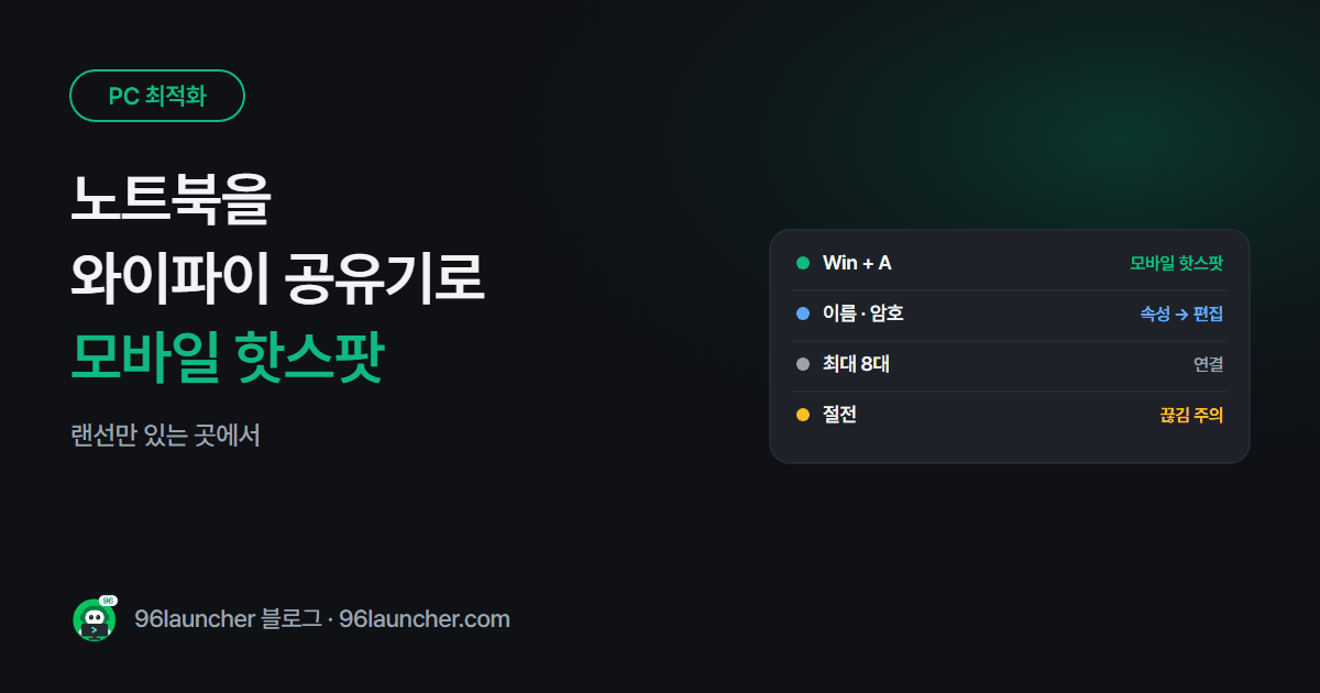 노트북을 와이파이 공유기로: 윈도우 모바일 핫스팟 켜는 법