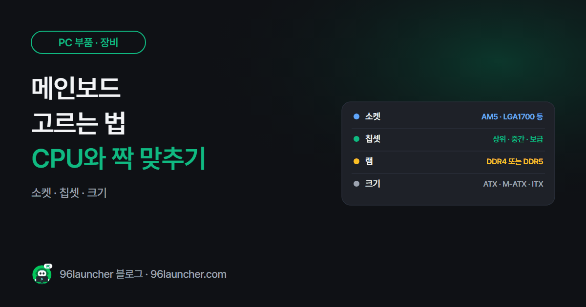 메인보드 고르는 법: 소켓 · 칩셋 · 크기, CPU와 짝 맞추는 순서