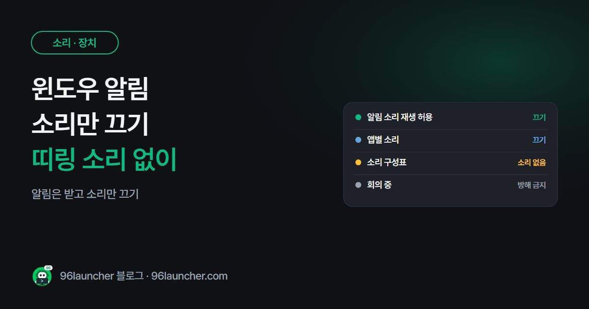 윈도우 알림 소리만 끄기: 띠링 소리 없이 알림은 받기