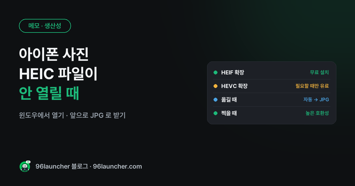 아이폰 사진 HEIC 파일 윈도우에서 여는 법 · JPG로 받는 법