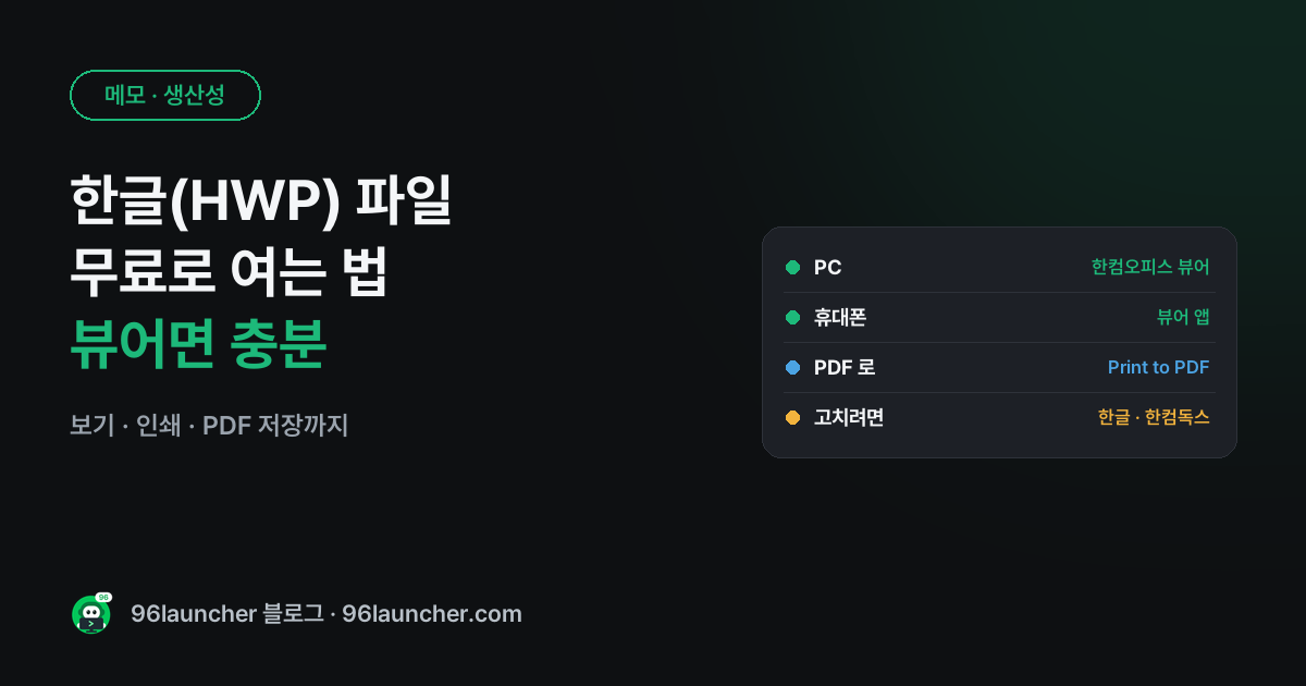 한글(HWP) 파일 무료로 여는 법: 한글 프로그램이 없을 때
