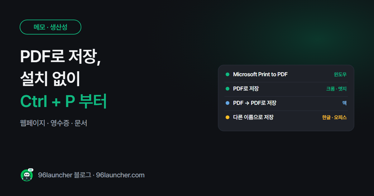 PDF로 저장하는 법: 프로그램 설치 없이 웹페이지 · 문서를 PDF로