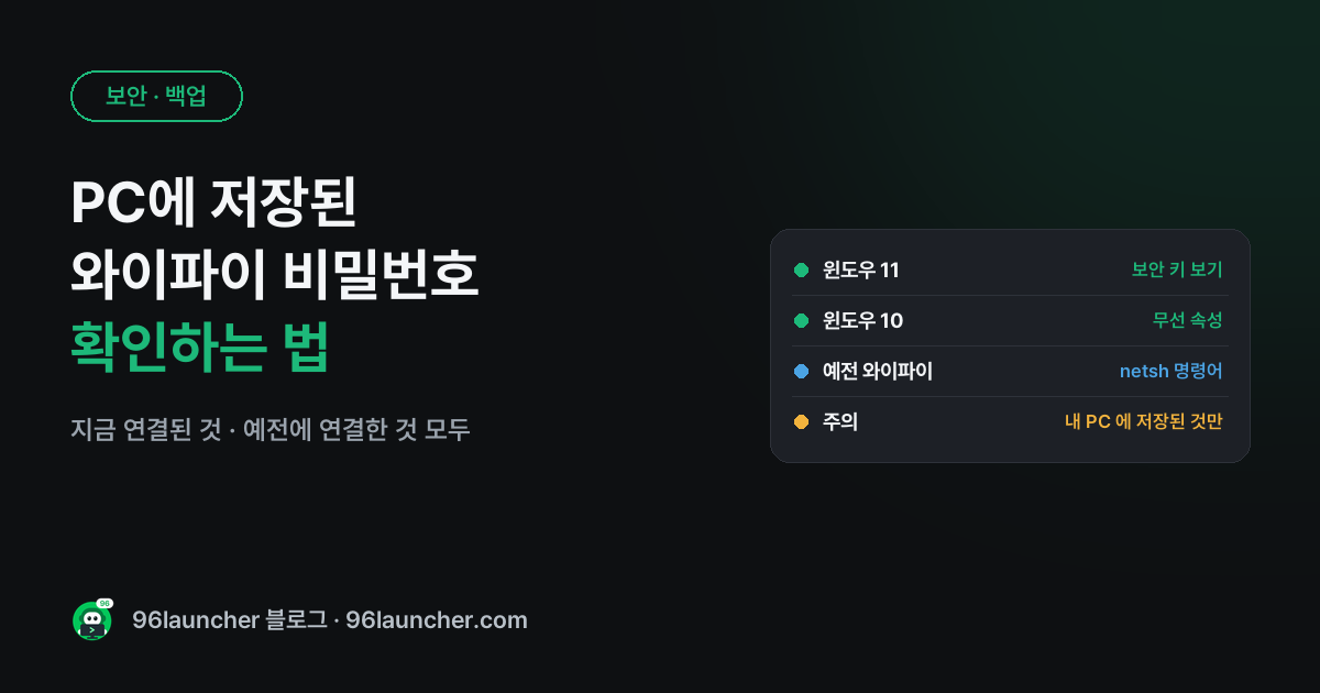 PC에 저장된 와이파이 비밀번호 확인하는 법 (윈도우 11 · 10)
