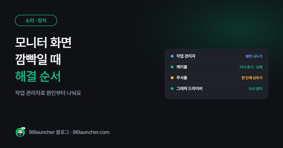 모니터 화면 깜빡임 해결: 케이블부터 드라이버까지 순서대로