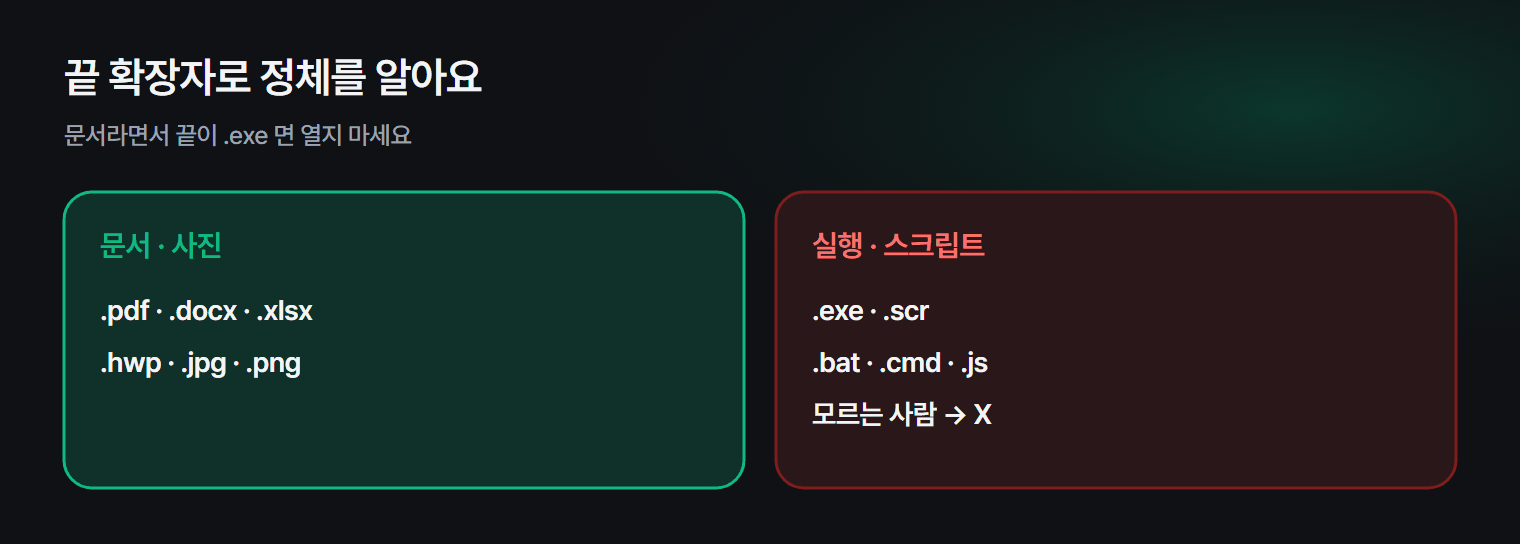 확장자를 보이게 하는 곳과 조심할 파일