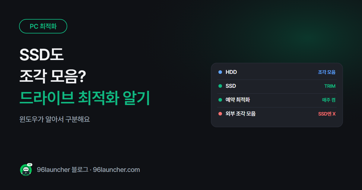 SSD도 조각 모음 해야 할까? 드라이브 최적화 제대로 알기
