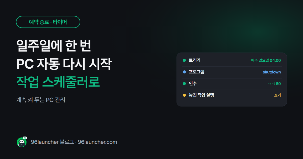 일주일에 한 번 PC 자동 다시 시작하기: 작업 스케줄러 설정법