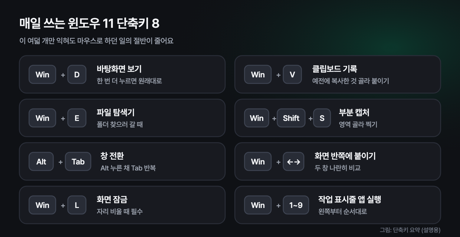 매일 쓰는 윈도우 11 단축키 8가지 요약