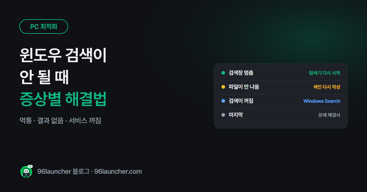 윈도우 검색 안 될 때: 검색창이 먹통이거나 결과가 안 나올 때 해결법