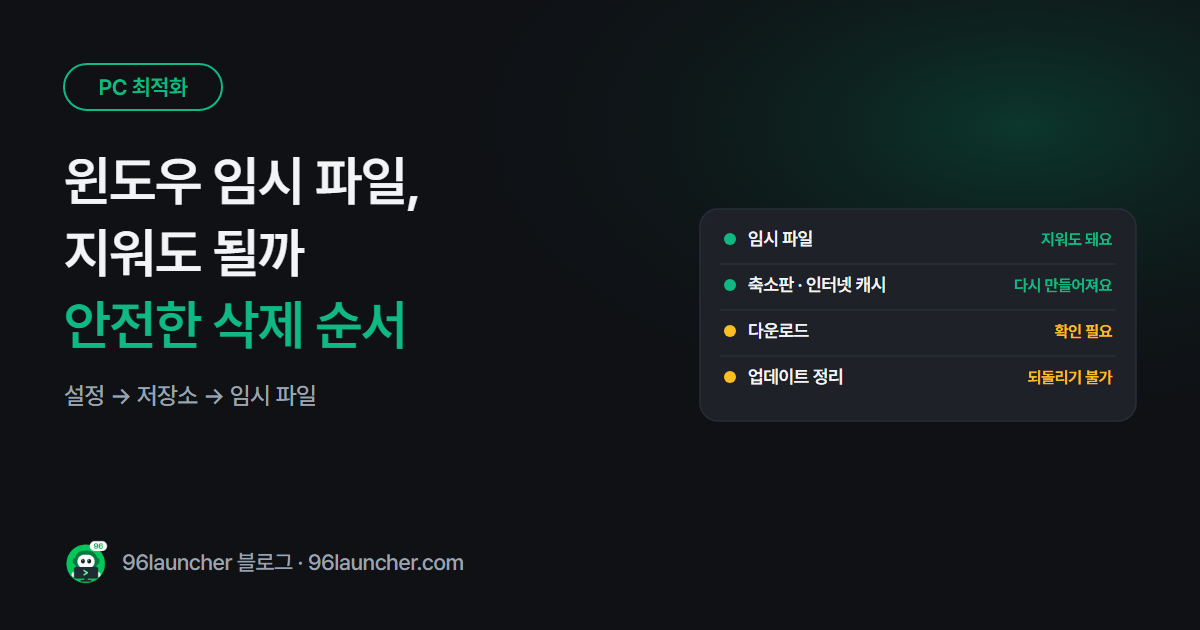 윈도우 임시 파일 삭제 방법: 지워도 되는 폴더와 안전한 순서